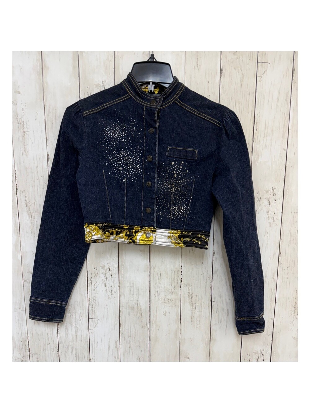 Baby Phat Womens 7 Denim Jacket Pants Set Dark Wash Cropped Y2K Outfit